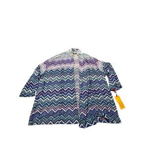 Ruby Rd. Womans 3X Plus Boho Chic 2015 Multicolor Zigzag Cardigan NWT